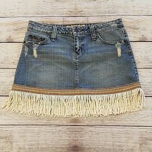 4 for $20 Distressed Boho Denim Skirt sz 7 NWOT